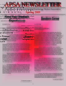 A publication of the SDSU Applied Psychology Student Association  Spring 2009 By Marissa Sklar