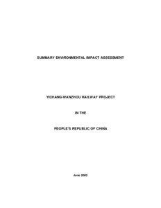 SUMMARY ENVIRONMENTAL IMPACT ASSESSMENT  YICHANG-WANZHOU RAILWAY PROJECT