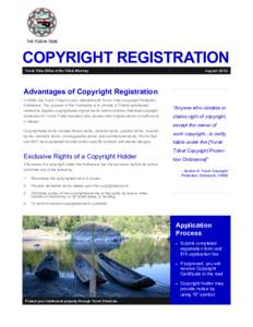 COPYRIGHT REGISTRATION August 2015 Yurok Tribe Office of the Tribal Attorney  Advantages of Copyright Registration