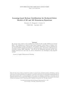 MITSUBISHI ELECTRIC RESEARCH LABORATORIES http://www.merl.com Learning-based Robust Stabilization for Reduced-Order Models of 2D and 3D Boussinesq Equations Benosman, M.; Borggaard, J.; kramer, B.
