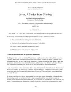 Jesus, A Savior from Sinning Text by Charles G. Finney from 
