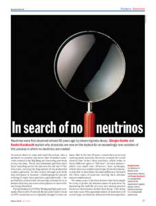Feature: Neutrinos Photolibrary physicsworld.com  In search of no neutrinos