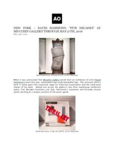 NEW YORK – DAVID HAMMONS: “FIVE DECADES” AT MNUCHIN GALLERY THROUGH MAY 27TH, 2016 May 15th, 2016  David Hammons, Untitled (2014), via Art Observed