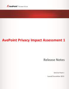 AvePoint Privacy Impact Assessment 1  Release Notes Service Pack 1 Issued December 2015