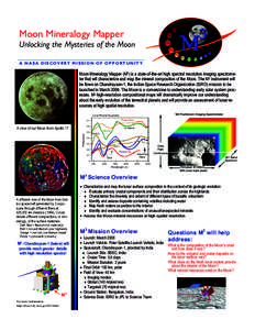 Moon Mineralogy Mapper  Unlocking the Mysteries of the Moon A NASA DISCOVERY MISSION OF OPPORTUNITY  Moon Mineralogy Mapper (M3) is a state-of-the-art high spectral resolution imaging spectrometer that will characterize 