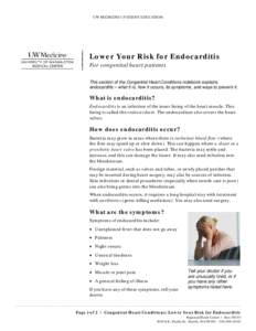 UW MEDICINE | PATIENT EDUCATION  || ||  Lower Your Risk for Endocarditis