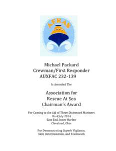 Michael Packard Crewman/First Responder AUXFACIs Awarded The  Association for