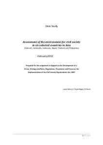 Desk Study  Assessment of the environment for civil society in six selected countries in Asia (Vietnam, Cambodia, Indonesia, Nepal, Thailand and Philippines)