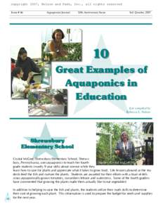 copyright 2007, Nelson and Pade, Inc., all rights reserved Issue # 46 Aquaponics Journal  10th Anniversary Issue