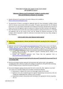 Information note - Obtaining a Mexican visa for participants, residing in countries where there are NO Mexican embassies nor consulates