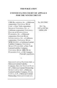 FOR PUBLICATION  UNITED STATES COURT OF APPEALS FOR THE NINTH CIRCUIT  UMG RECORDINGS, INC., a Delaware