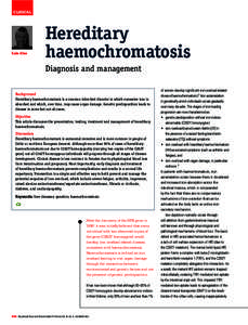 CLINICAL  Katie Allen Hereditary haemochromatosis