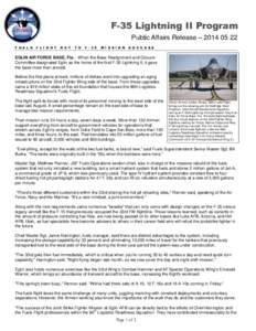 F-35 Lightning II Program Public Affairs Release – [removed]F U E L S F L I G H T