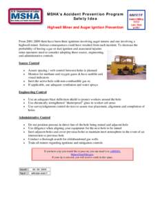 MSHA - Accident Prevention Program Safety Idea -  Highwall Miner and Auger Ignition Prevention