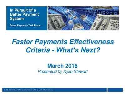 Faster Payments Effectiveness Criteria - What’s Next?