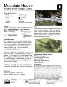 Mountain House  , Feather River Ranger District General Information