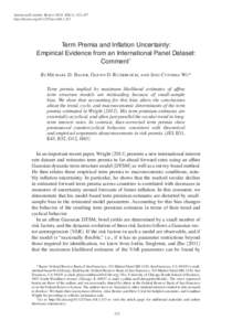 American Economic Review 2014, 104(1): 323–337 http://dx.doi.orgaerTerm Premia and Inflation Uncertainty: Empirical Evidence from an International Panel Dataset: Comment†