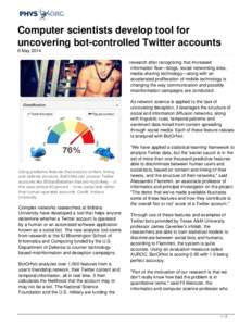 Computer scientists develop tool for uncovering bot-controlled Twitter accounts