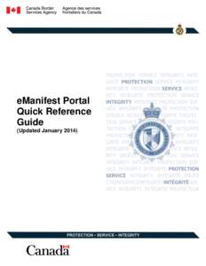 eManifest Portal Quick Reference Guide (Updated January 2014)  )