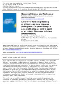 This article was downloaded by: [University of Florida] On: 13 January 2014, At: 06:28 Publisher: Taylor & Francis Informa Ltd Registered in England and Wales Registered Number: Registered office: Mortimer House,