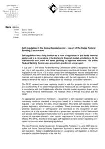 Eveline Oehrli +[removed]removed] Self-regulation in the Swiss financial sector – report of the Swiss Federal Banking Commission