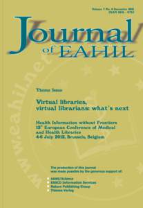 Journal of the European Association for Health Information and Libraries Vol. 7 No. 4 December 2011 Contents Editorial