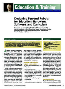 Education & Training  Editor: Scott F. Midkiff n Virginia Tech n [removed] Designing Personal Robots for Education: Hardware,