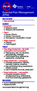 PAIN  Essential Pain Management (EPM) RECOGNIZE •	Ask and look