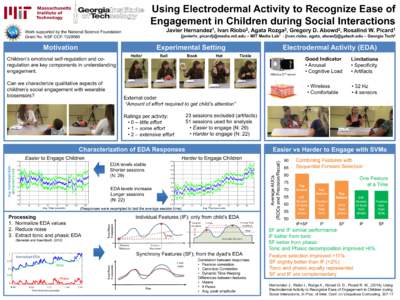 Using Electrodermal Activity to Recognize Ease of Engagement in Children during Social Interactions Javier Work supported by the National Science Foundation Grant No. NSF CCF