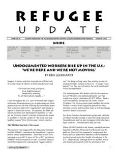 REFUGEE U P D A T E ISSUE NO. 56 A joint PROJECT OF the FCJ REFUGEE centre AND THE CANADIAN COUNCIL FOR REFUGEES