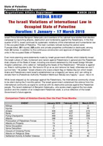 State of Palestine Palestine Liberation Organization Negotiations Affairs Department MARCH 2015