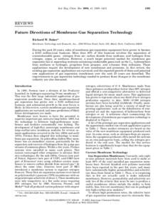 Ind. Eng. Chem. Res. 2002, 41, REVIEWS Future Directions of Membrane Gas Separation Technology