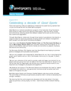 Microsoft Word - 10 Year Anniversaries with Good Sports_VIC July 2013