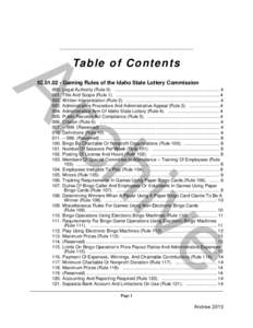 IDAPA 52 - Idaho State Lottery Commission.book