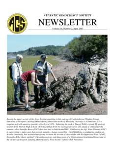 ATLANTIC GEOSCIENCE SOCIETY  NEWSLETTER Volume 36, Number 2, AprilAmong the many secrets of the Nova Scotian coastline is this outcrop of Carboniferous Windsor Group
