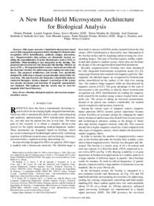 2384  IEEE TRANSACTIONS ON CIRCUITS AND SYSTEMS—I: REGULAR PAPERS, VOL. 53, NO. 11, NOVEMBER 2006 A New Hand-Held Microsystem Architecture for Biological Analysis