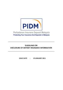 GUIDELINES ON DISCLOSURE OF DEPOSIT INSURANCE INFORMATION ISSUE DATE  :