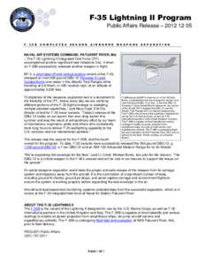 F-35 Lightning II Program Public Affairs Release – [removed]F[removed]B  C O M P L E T E S
