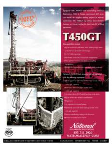 Equipped with a T450GT track mounted rig, National Exploration, Wells & Pumps experienced drill crews can handle the toughest drilling projects in mineral exploration. The T450GT rig utilizes down-the-hole hammer or tric