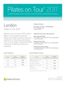 Pilates on Tour 2017 ® CONTINUING EDUCATION FOR PILATES PROFESSIONALS  London