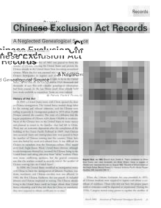 Records  Chinese Exclusion Act Records A Neglected Genealogical Source by Patricia Hackett Nicola, cg