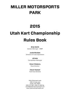 MILLER MOTORSPORTS PARK 2015 Utah Kart Championship Rules Book Brian Smith