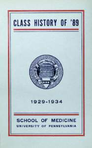 Medical Class of 1889, reunion booklet, 1934 reunion, University of Pennsylvania Archives