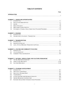 TABLE OF CONTENTS Page INTRODUCTION ..................................................................................................................................................1 ELEMENT 1 – ISSUES AND OPPORTUNITI