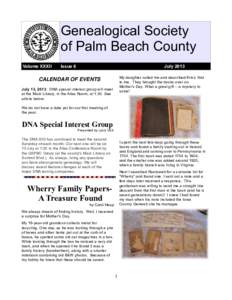 Genealogical Society of Palm Beach County Volume XXXII Issue 6