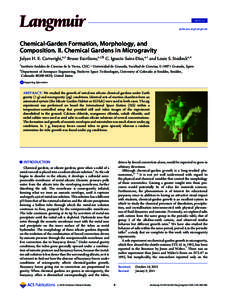 ARTICLE pubs.acs.org/Langmuir Chemical-Garden Formation, Morphology, and Composition. II. Chemical Gardens in Microgravity Julyan H. E. Cartwright,*,† Bruno Escribano,*,†,§ C. Ignacio Sainz-Díaz,*,† and Louis S. 