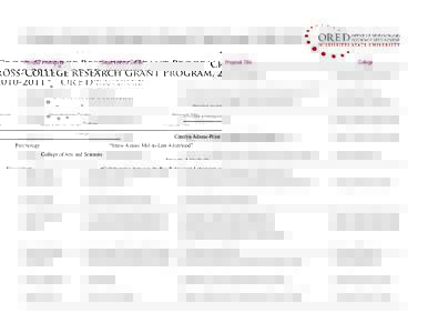 Cross-College Research Grant Program, Principal Investigator Department or Center  Proposal Title