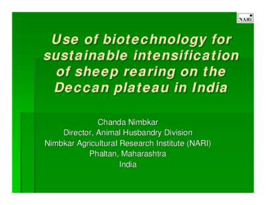 Use of biotechnology for sustainable intensification of sheep rearing on the Deccan plateau in India