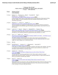 Workshop on Issues in Crater Studies and the Dating of Planetary Surfacessess251.pdf Wednesday, May 20, 2015 WHEN, WHAT, AND WHERE ON EARTH, MARS, AND MOON