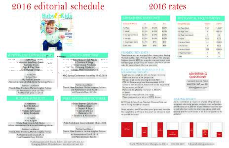 2016 rateseditorial schedule Spring 2015 Issue 2/Volume 11
